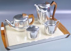 RETRO PICQOUT WARE COFFEE / TEA SERVICE ON TRAY