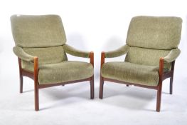 PAIR OF DANISH INFLUENCE 1960'S TEAK WOOD ARMCHAIR
