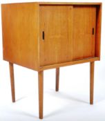 MID CENTURY TEAK WOOD VINYL RECORD CABINET