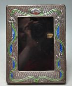 SILVER AND ENAMEL ART NOUVEAU PICTURE FRAME