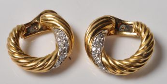 PAIR OF VINTAGE FRENCH 18CT GOLD AND DIAMOND EARRI