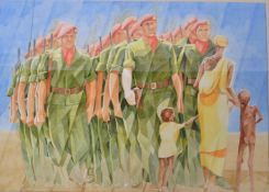 JS BEDFORD - ONWARD CHRISTIAN SOLDIERS - WATERCOLOUR PAINTING