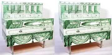 PAIR OF LAMINATED HOLLYWOOD REGENCY L-SHAPED SHOP DISPLAY