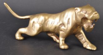 JAGUAR - 20TH CENTURY BRASS STATUE OF A LEOPARD