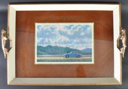 JAGUAR - RARE C1950S PRESENTATION MK1 SALOON BRONZE HANDLED TRAY