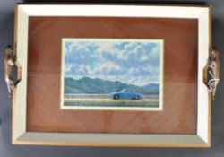 JAGUAR - RARE C1950S PRESENTATION MK1 SALOON BRONZE HANDLED TRAY
