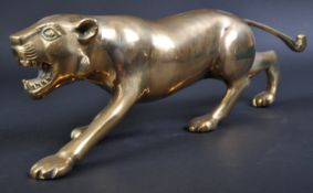 JAGUAR - 20TH CENTURY BRASS PROWLING JAGUAR STATUE