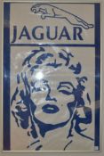 JAGUAR - UNUSUAL ANDY WARHOL TYPE DEALERSHIP ADVERTISING POSTER