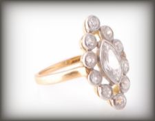 EDWARDIAN 18CT GOLD AND DIAMOND CLUSTER RING