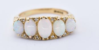 18CT GOLD OPAL FIVE STONE LONDON HALLMARKED RING