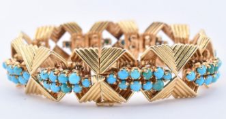 FRENCH 18CT GOLD & TURQUOISE BRACELET