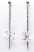 FRENCH 18CT WHITE GOLD & DIAMOND FLOWER EARRINGS