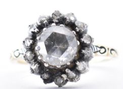 ANTIQUE 18CT GOLD AND DIAMOND CLUSTER RING