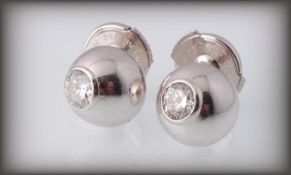 CARTIER 18CT WHITE GOLD & DIAMOND STUD EARRINGS