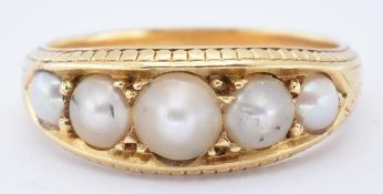 ANTIQUE 18CT GOL D AND HALF PEARL RING