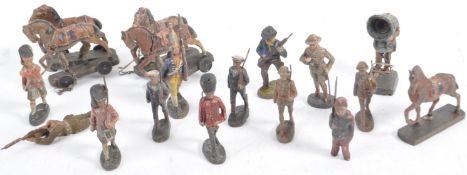 COLLECTION OF ANTIQUE ELASTOLIN GERMAN SOLDIER FIGURES