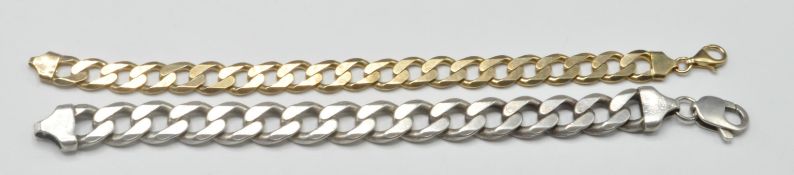 PAIR OF STAMPED 925 SILVER MENS CURB CHAIN BRACELETS.