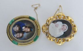 TWO 19TH CENTURY VICTORIAN GILT SWIVEL BROOCHES