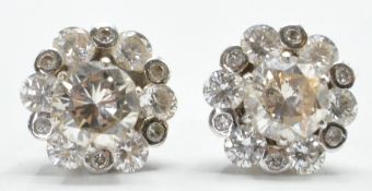 PAIR OF DIAMOND CLUSTER STUD EARRINGS