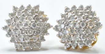 18CT AND DIAMOND CLUSTER EARRINGS
