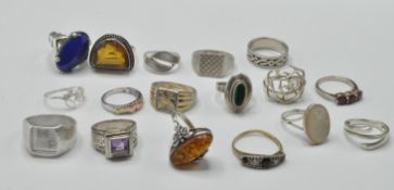 COLLECTION OF STAMPED 925 SILVER RINGS.