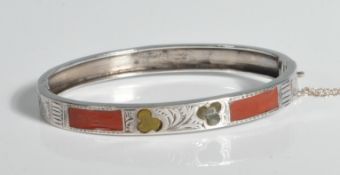 VICTORIAN 19TH CENTURY SILVER RESIN SET BANGLE