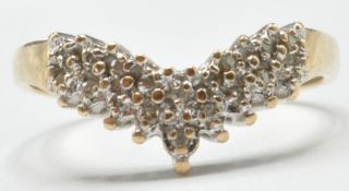 9CT GOLD AND DIAMOND WISHBONE RING