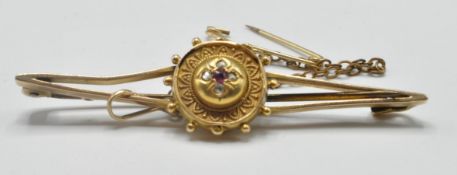 VICTORIAN GOLD AND DIAMOND BAR BROOCH