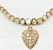 VICTORIAN 18CT GOLD & DIAMOND PENDANT HEART NECKLACE