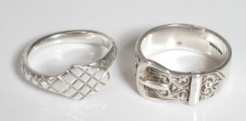 SILVER HALLMARKED SNAKE RING & BUCKLE RING