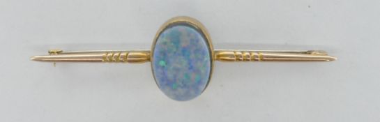 9CT GOLD AND OPAL DOUBLET BAR BROOCH CLIP