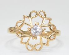 9CT GOLD HALLMARKED CUT OUT CZ HALO STYLE RING