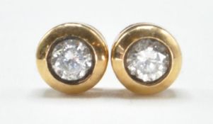 PAIR OF 9CT GOLD AND DIAMOND EARRINGS