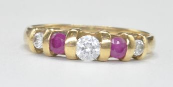 18CT GOLD PINK AND WHITE STONE RING