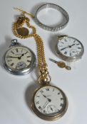 800 SILVER OPEN FACED POCKET WATCH & OTHERS