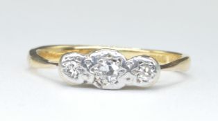 9CT GOLD AND DIAMOND THREE STONE HALLMARKED RING