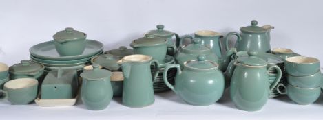 LARGE DENBY STONEWARE GREEN AND WHITE DINNER SERVICE
