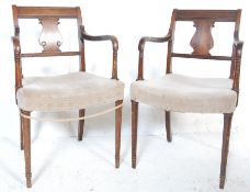 PAIR REGENCY MAHOGANY CARVER ARMCHAIRS