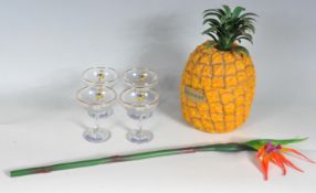 RETRO VINTAGE BRITVIC ICE BUCKET WITH FOUR BABYCHAM GLASSES