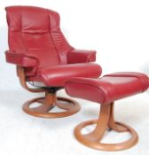 CONTEMPORARY EKORNES STRESSLESS STYLE ARMCHAIR AND STOOL