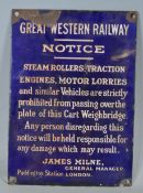 GREAT WESTERN RAILWAY PADDINGTON STATION LONDON NOTICE ENAMEL SIGN