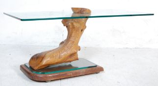 20TH CENTURY DANISH INSPIRED EXOTIC WOOD AND GRASS COFFEE TABLE