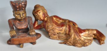 TWO 20TH CENTURY WOODEN MANTEL PIECE FIGURINES
