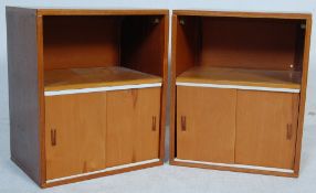 PAIR OF RETRO VINTAGE TEAK WOOD BEDSIDE CABINETS