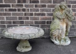 ANTIQUE STYLE HARDEN STATUE AND BIRD BATH