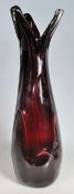 RETRO VINTAGE STUFIO ART GLASS RUBY VASE.