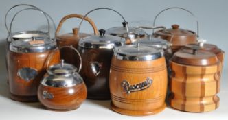 COLLECTION OF VINTAGE RETRO 20TH CENTURY WOODEN BISCUIT BARRELS