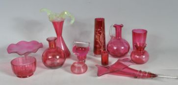 COLLECTION OF VINTAGE 20TH CENTURY CRANBERRY GLASS
