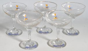 FIVE VINTAGE RETRO 20TH CENTURY BABYCHAM GLASSES