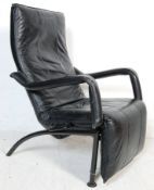 RETRO BLACK LEATHER CONTEMPORARY ARMCHAIR